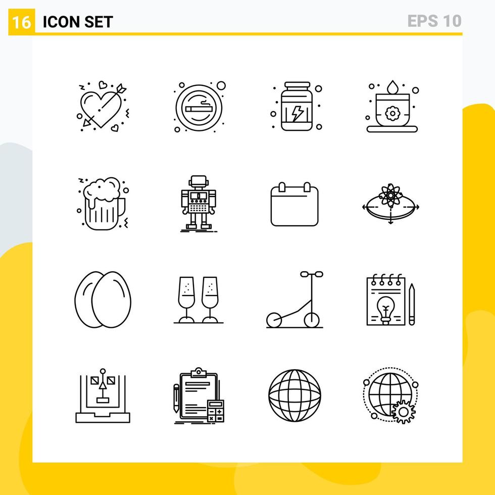 Collection of 16 Universal Line Icons Icon Set for Web and Mobile vector