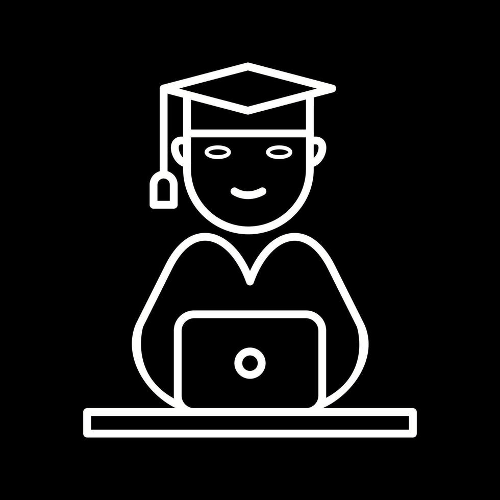 Unique Studying on Laptop Vector Icon