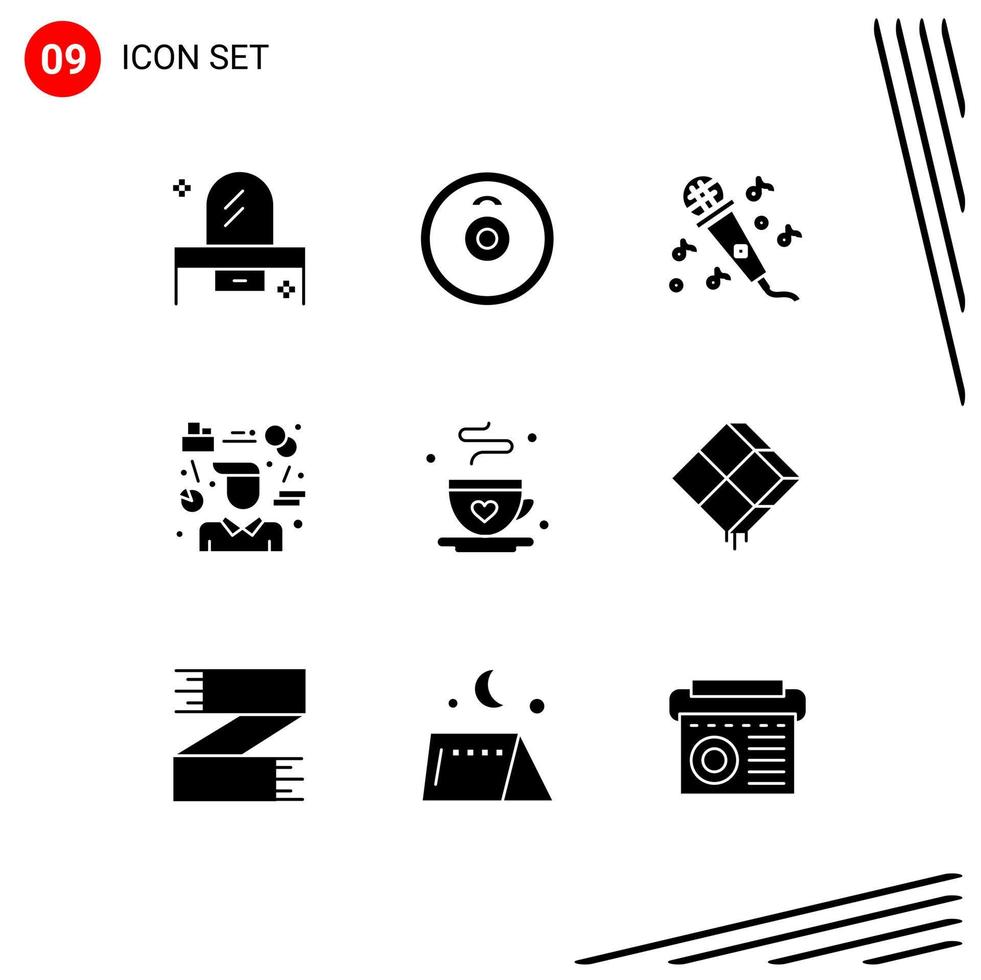 Universal Icon Symbols Group of 9 Modern Solid Glyphs of dad manager audio consultant person Editable Vector Design Elements