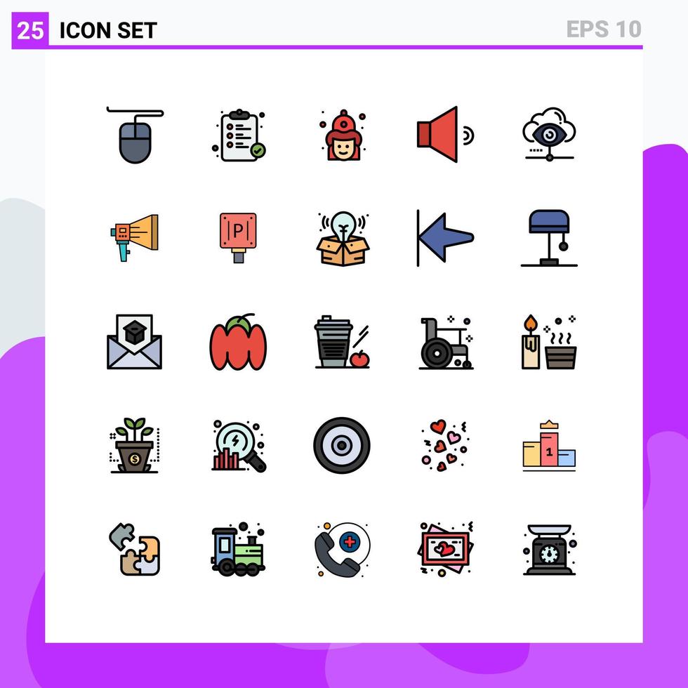 conjunto de 25 iconos modernos de la interfaz de usuario símbolos signos para la visión en la nube bombero ojo altavoz elementos de diseño vectorial editables vector