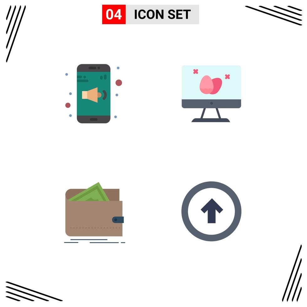 4 concepto de icono plano para sitios web móviles y aplicaciones app finanzas volumen huevo elementos de diseño de vectores editables personales