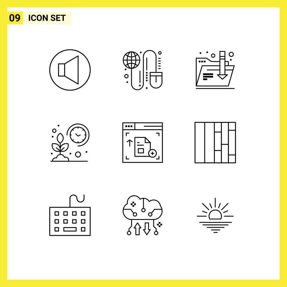 Modern Set of 9 Outlines and symbols such as web smart download grow farmer Editable Vector Design Elements