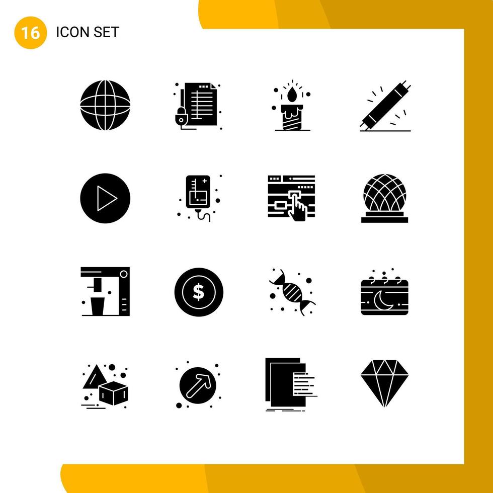 Stock Vector Icon Pack of 16 Line Signs and Symbols for multimedia equipment candle electronic devices Editable Vector Design Elements