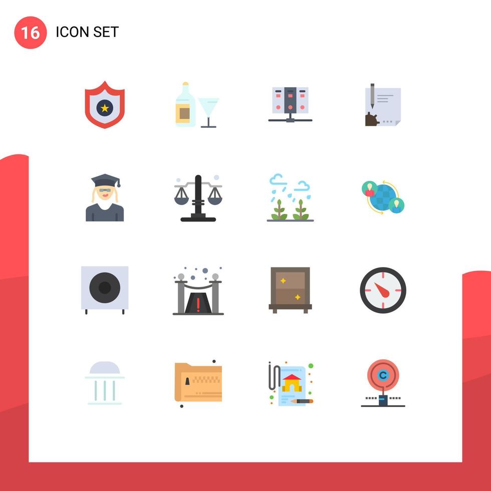 Pack of 16 creative Flat Colors of signing paper mainframe page document Editable Pack of Creative Vector Design Elements