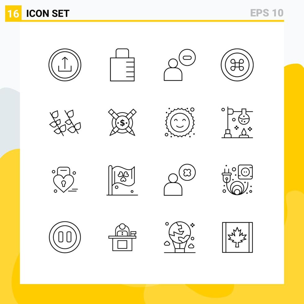 16 Outline concept for Websites Mobile and Apps leaf grenadine security fruit less Editable Vector Design Elements