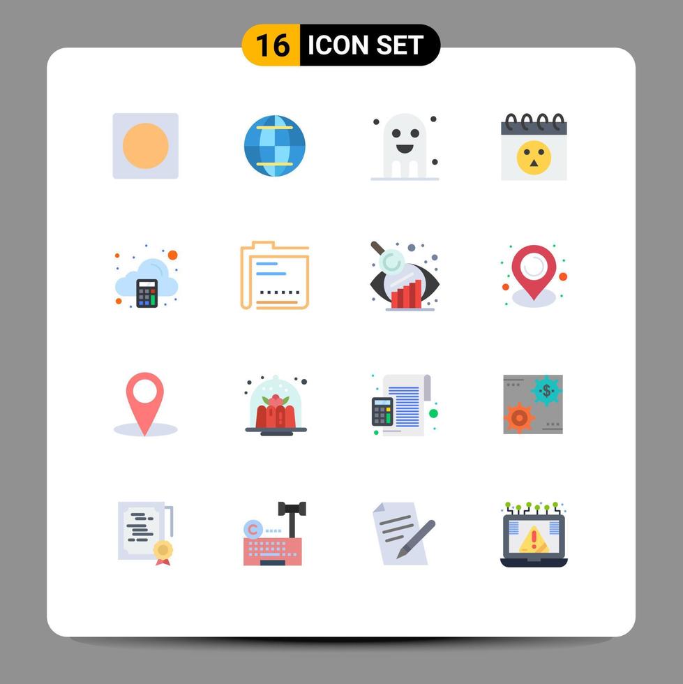 Set of 16 Modern UI Icons Symbols Signs for calculate accounting copy skull calendar Editable Pack of Creative Vector Design Elements