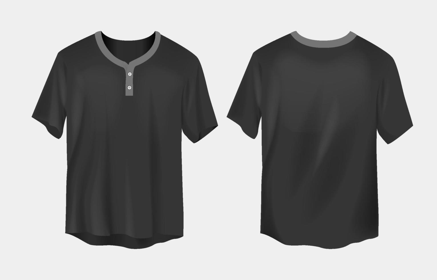 Realistic Black Henley T-Shirt Mock Up vector