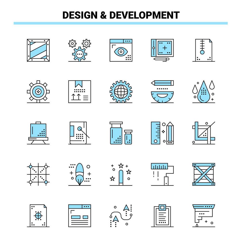 25 Design Development Black and Blue icon Set Creative Icon Design and logo template vector