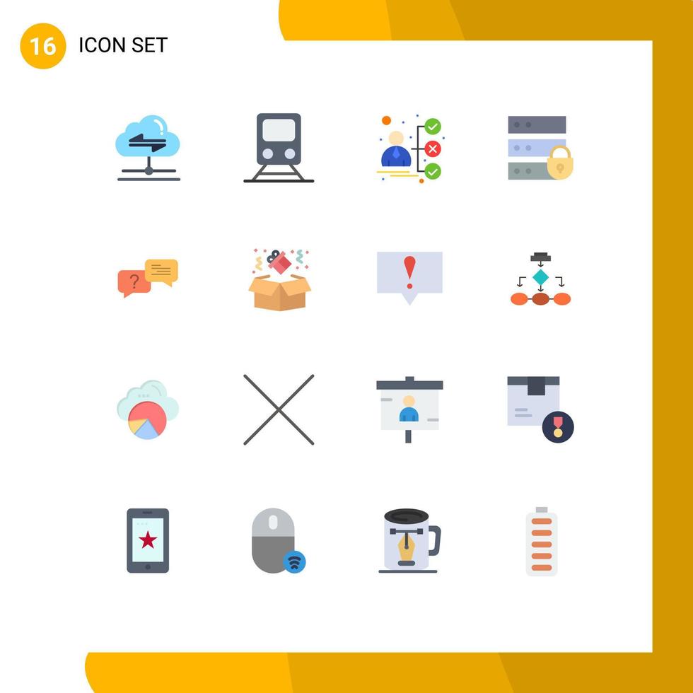 Mobile Interface Flat Color Set of 16 Pictograms of chat internet security travel electronic candidate Editable Pack of Creative Vector Design Elements
