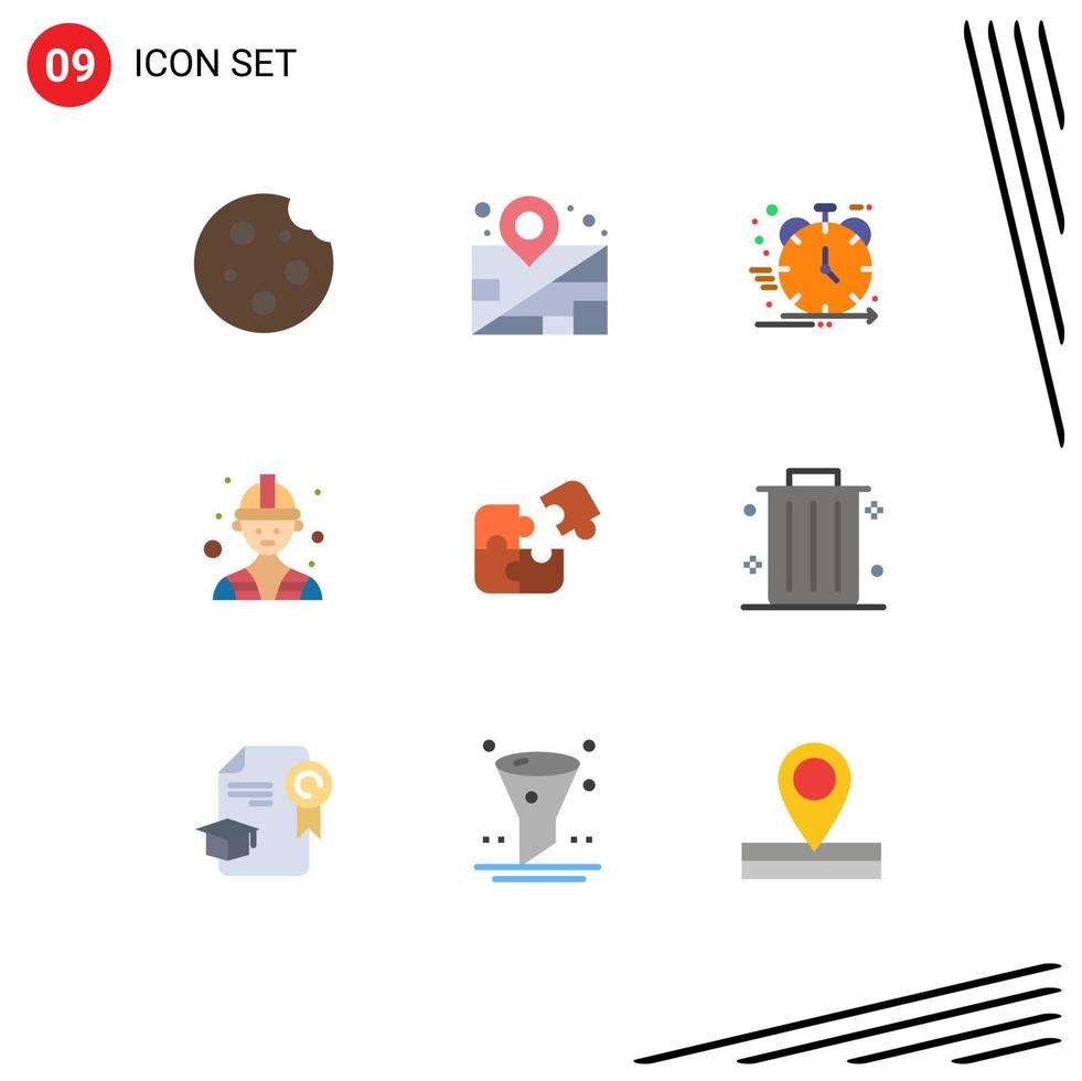 9 Thematic Vector Flat Colors and Editable Symbols of business worker product labour management Editable Vector Design Elements