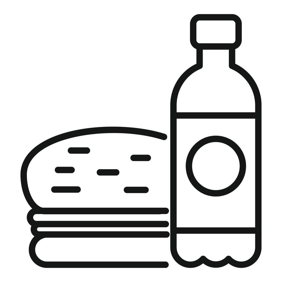 vector de contorno de icono de botella de agua de almuerzo. comida saludable