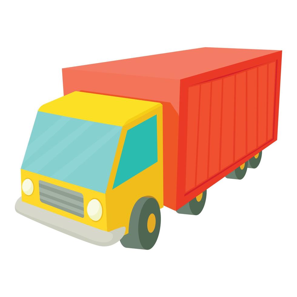 icono de camión, estilo de dibujos animados vector