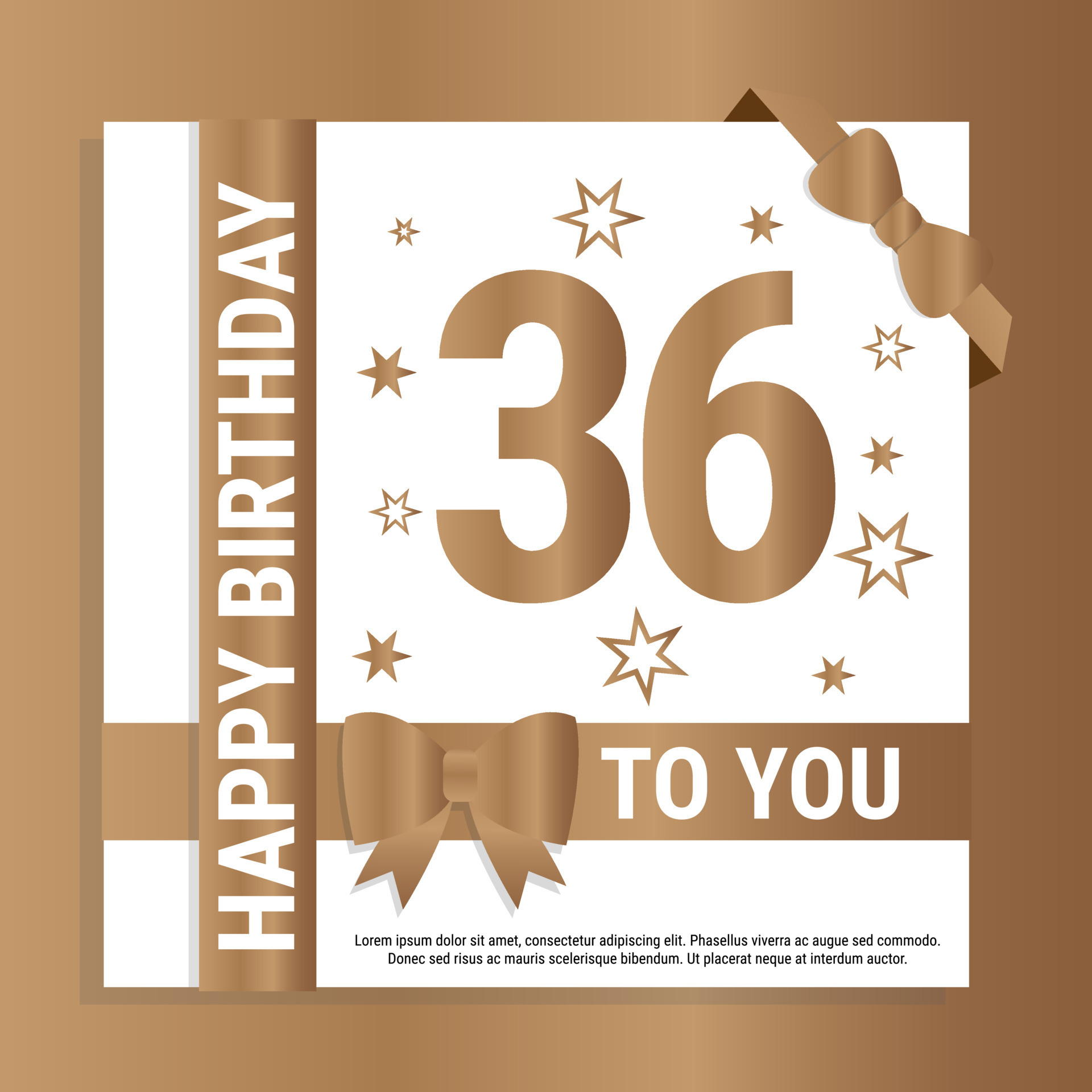 Happy 36th Birthday. Gold numerals and glittering gold ribbons. Festive background. Decoration for party event, greeting card and invitation, design template for birthday celebration. Eps10 Vector 14784688 Vector Art at Vecteezy