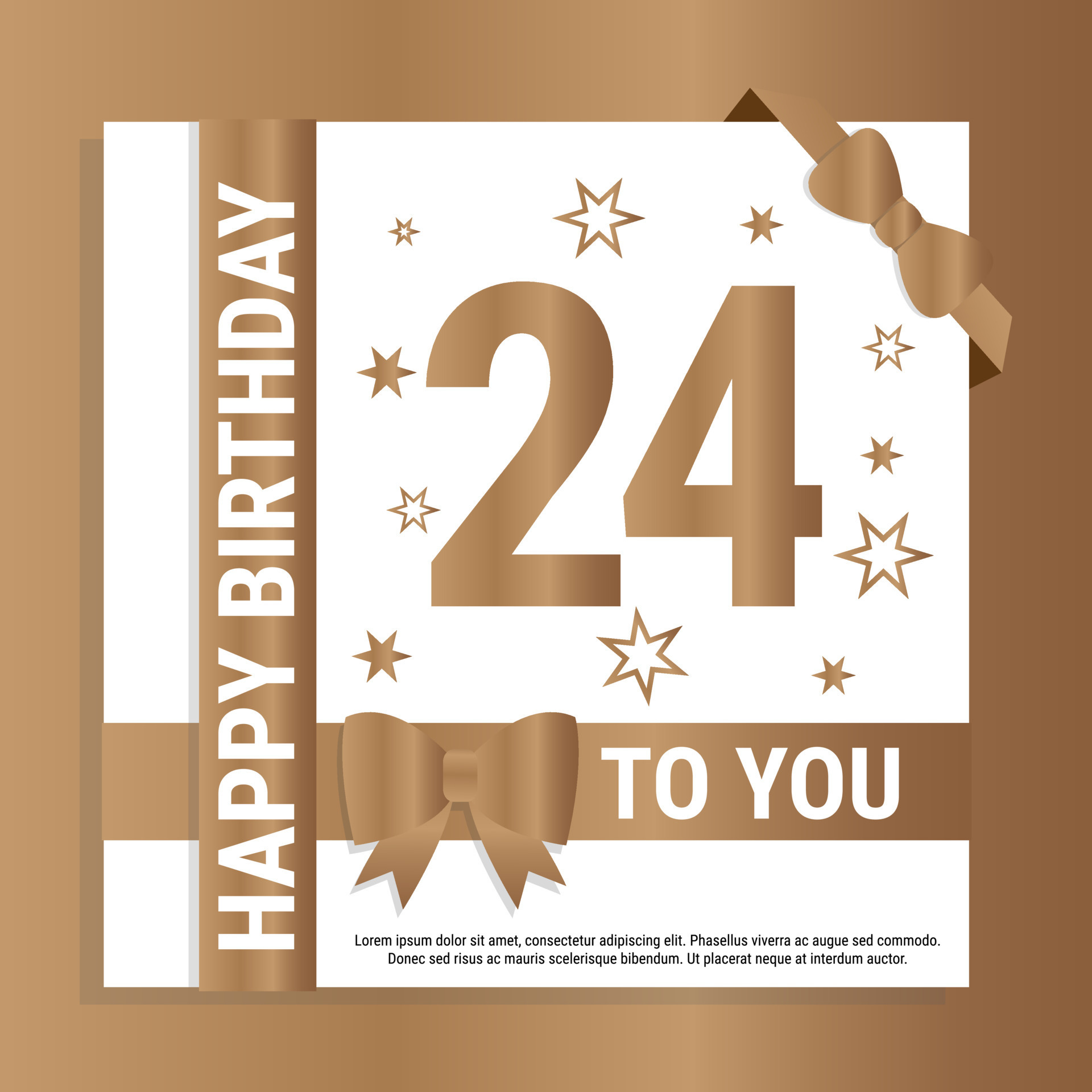 Happy 24th Birthday. Gold numerals and glittering gold ribbons. Festive background. Decoration for party event, greeting card and invitation, design template for birthday celebration. Eps10 Vector 14784727 Vector Art at Vecteezy