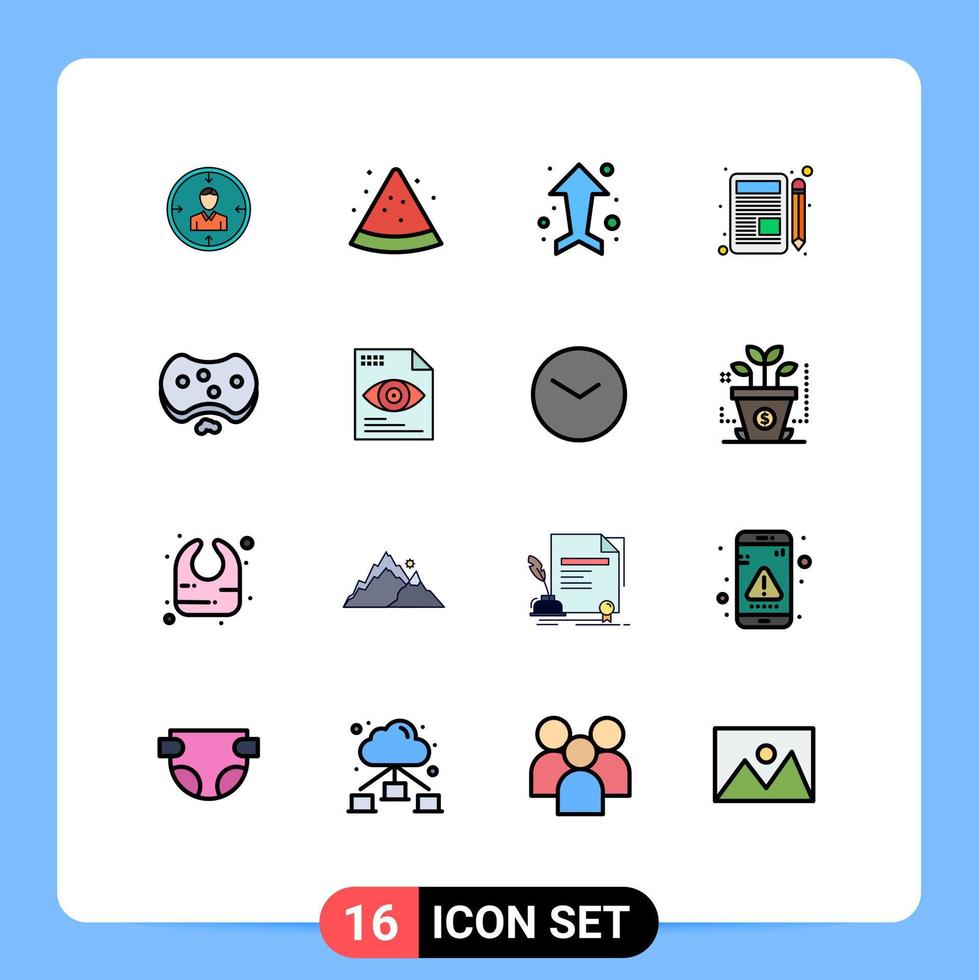 Editable Vector Line Pack of 16 Simple Flat Color Filled Lines of chat write slice letter up Editable Creative Vector Design Elements