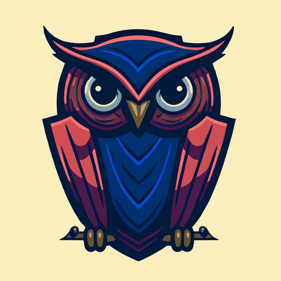 logotipo de cabeza de búho ilustración vectorial diseño de mascota de personaje de pájaro vector