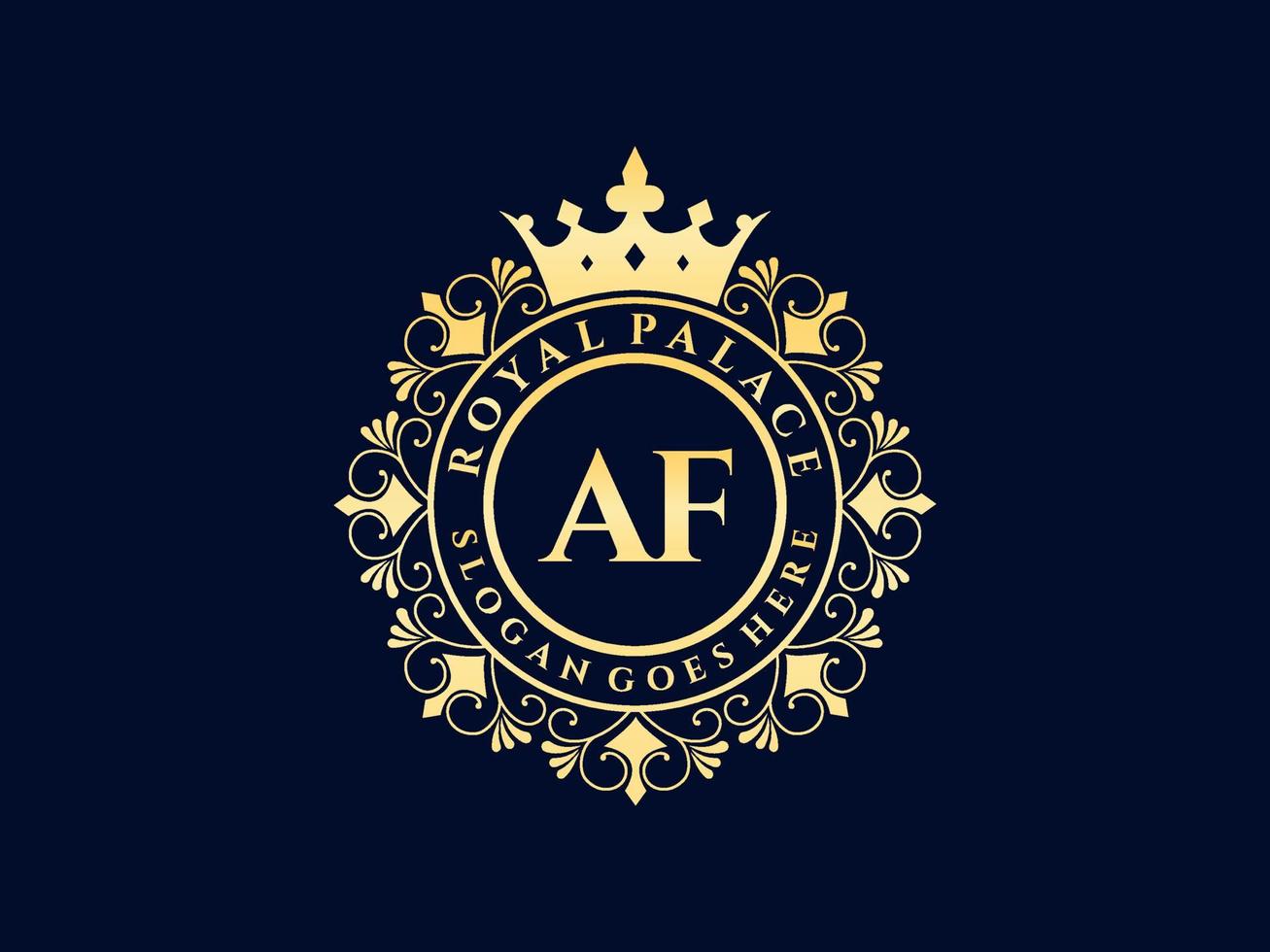 Letter AF Antique royal luxury victorian logo with ornamental frame. vector