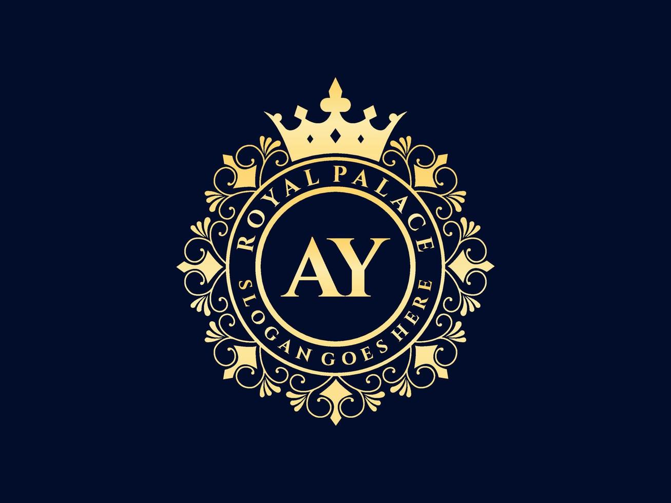 letra ay logotipo victoriano de lujo real antiguo con marco ornamental. vector