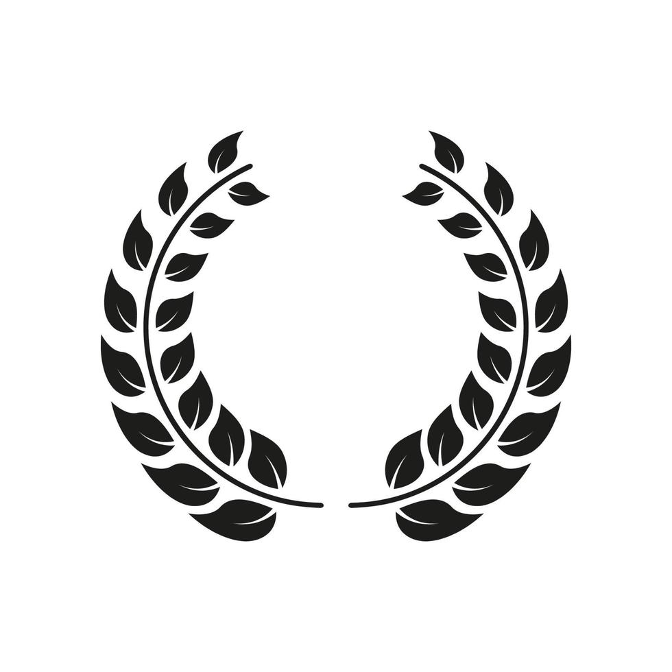 Laurel Wreath Reward Black Silhouette Icon. Olive Leaves Branch Trophy for Leader Glyph Pictogram. Chaplet Round Award for Winner Emblem. Leaf Twig Victory Symbol. Isolated Vector Illustration.