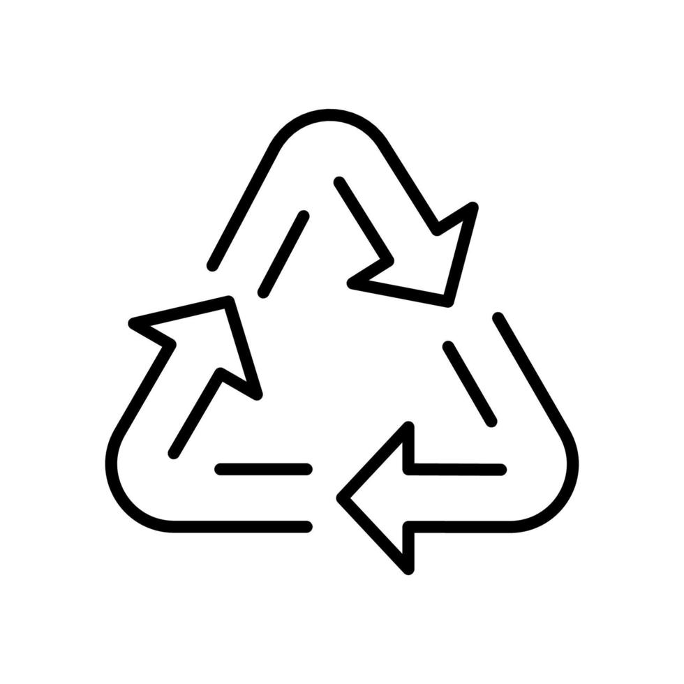 Bio Recycling Natural Triangle Arrow Sign. Organic Waste Line Icon. Ecology Nature Reuse Organic Recycle Symbol. Environmental Conservation Outline Icon. Editable Stroke. Isolated Vector Illustration.