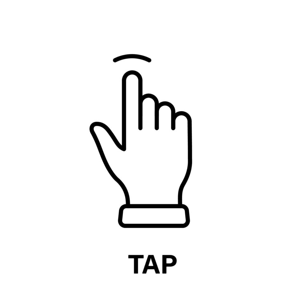 Tap Gesture of Computer Mouse. Pointer Finger Black Line Icon