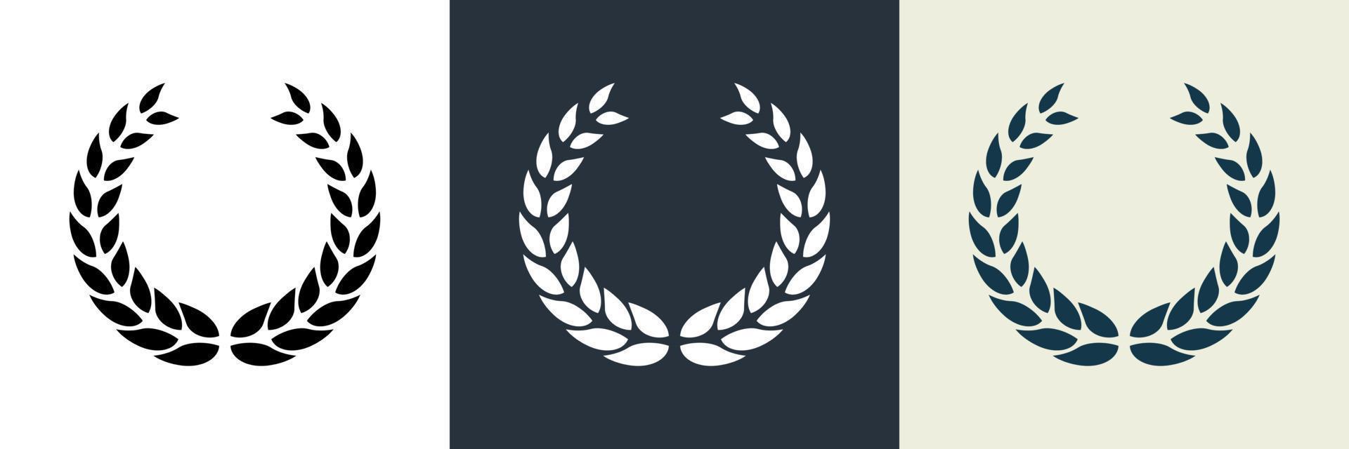 Chaplet Award Silhouette Icon. Leaf Twig Winner Success Emblem Pictogram. Round Laurel Wreath Reward Symbol. Champion Prize Set. Olive Leaves Branch Trophy Sign. Isolated Vector Illustration.