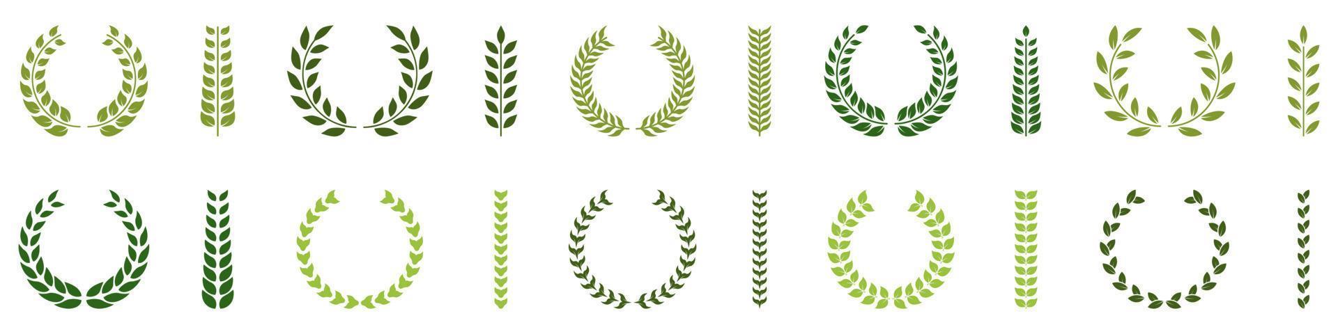 Laurel Wreath Award Green Silhouette Icon. Circle Branch with Leaf Victory Emblem for Winner Pictogram. Vintage Champion Prize Symbol. Wreath Laurel, Olive Leaves Trophy. Isolated Vector Illustration.