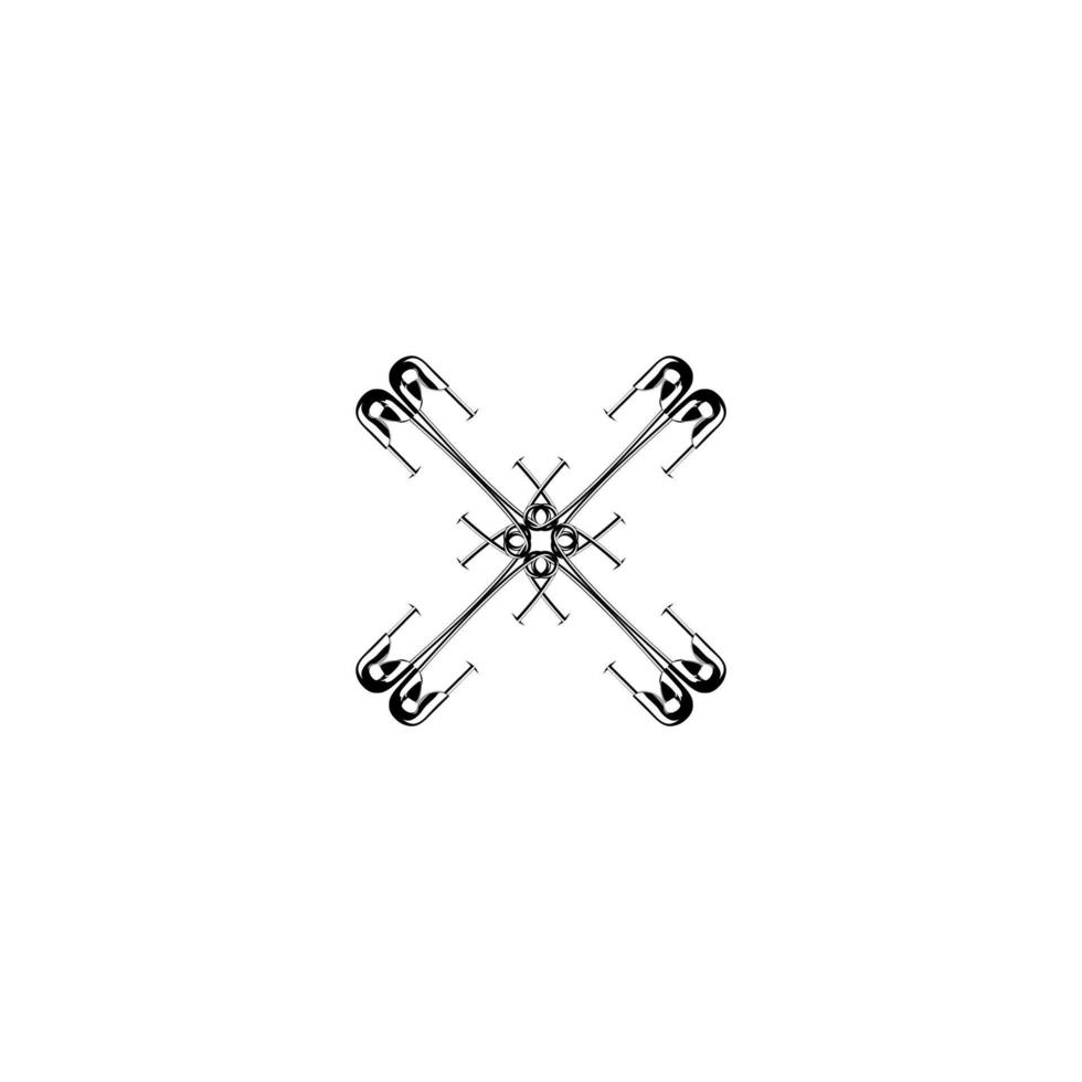 Safety Pin Silhouette Composition for Art Illustration, Logo, Website, Apps, Pictogram or Graphic Design Element. Vector Illustration