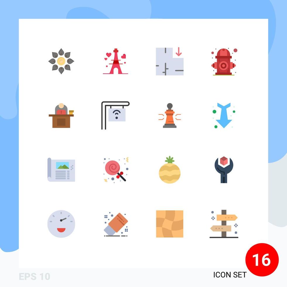 16 Flat Color concept for Websites Mobile and Apps water environment heart control scheme Editable Pack of Creative Vector Design Elements