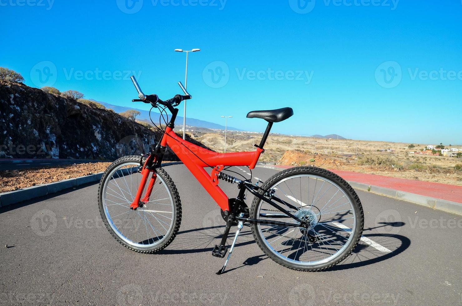 Red bicycle view photo