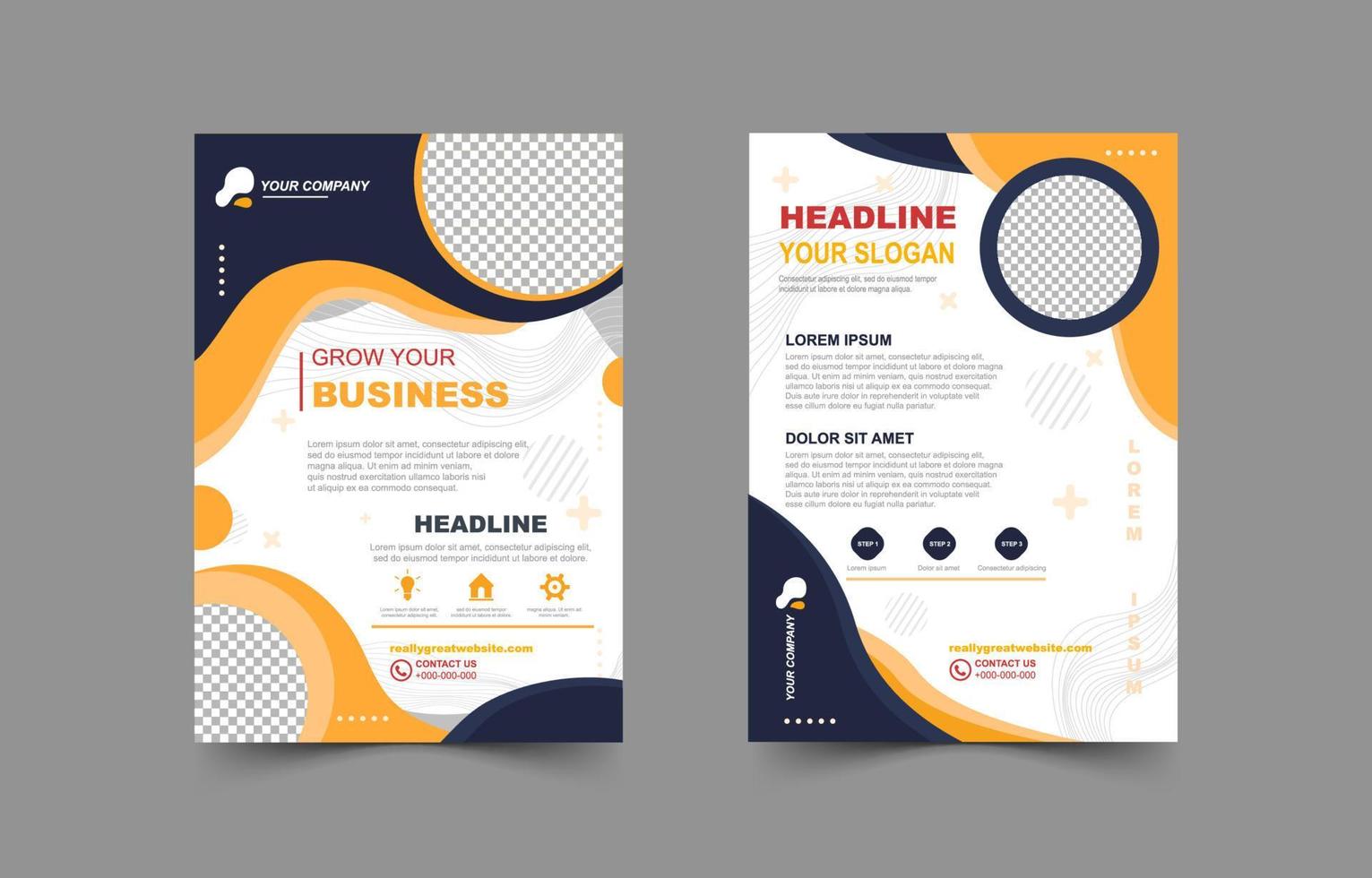 Business Flyer with Flat Color Concept vector