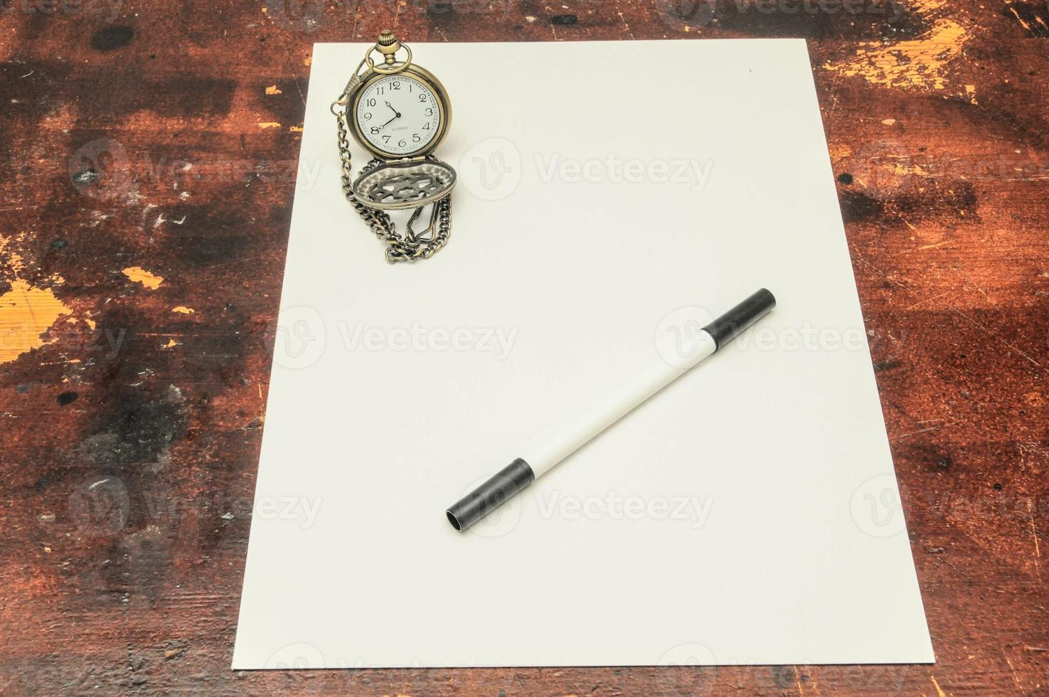 Paper and art materials on the table photo