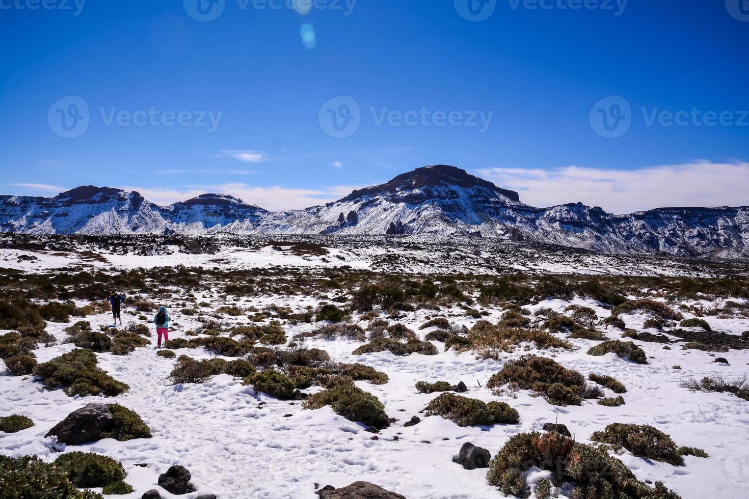 Snowy mountain landscape photo