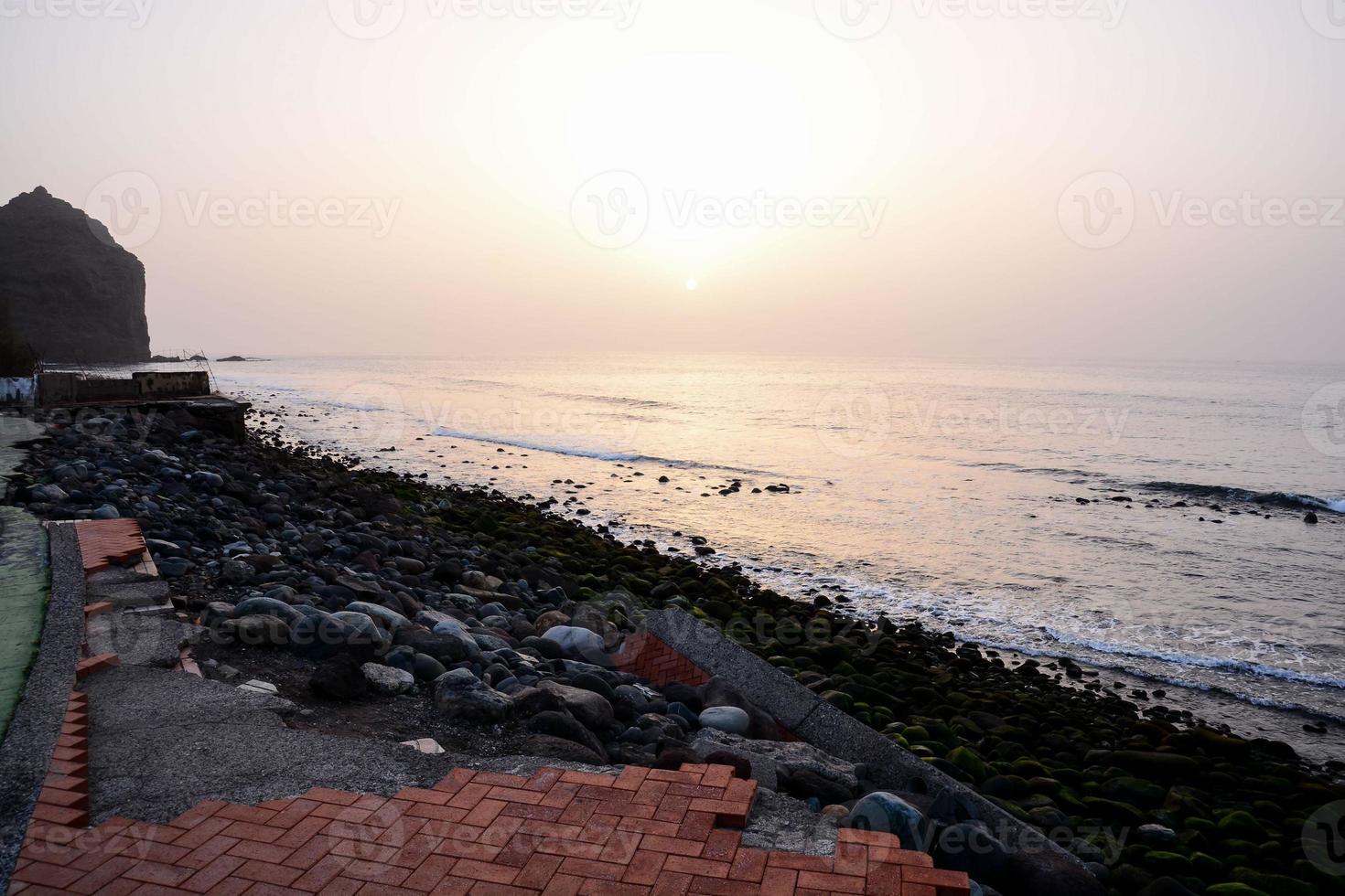 Sunset over the ocean on the Canary Islands photo