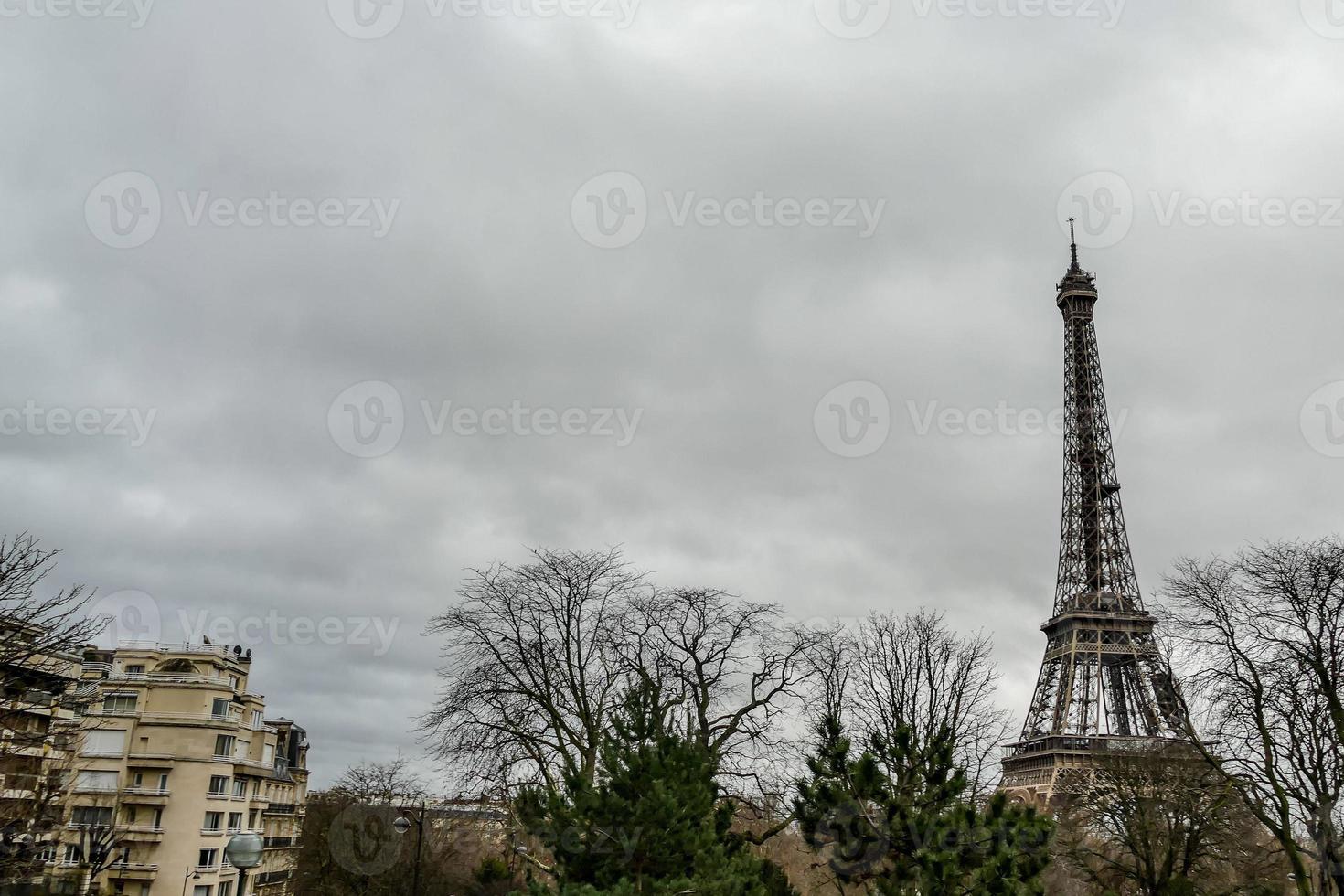 Eiffel Tower and cloudy sky photo