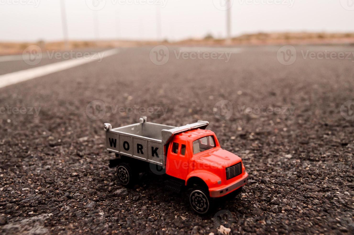 Toy truck on road photo