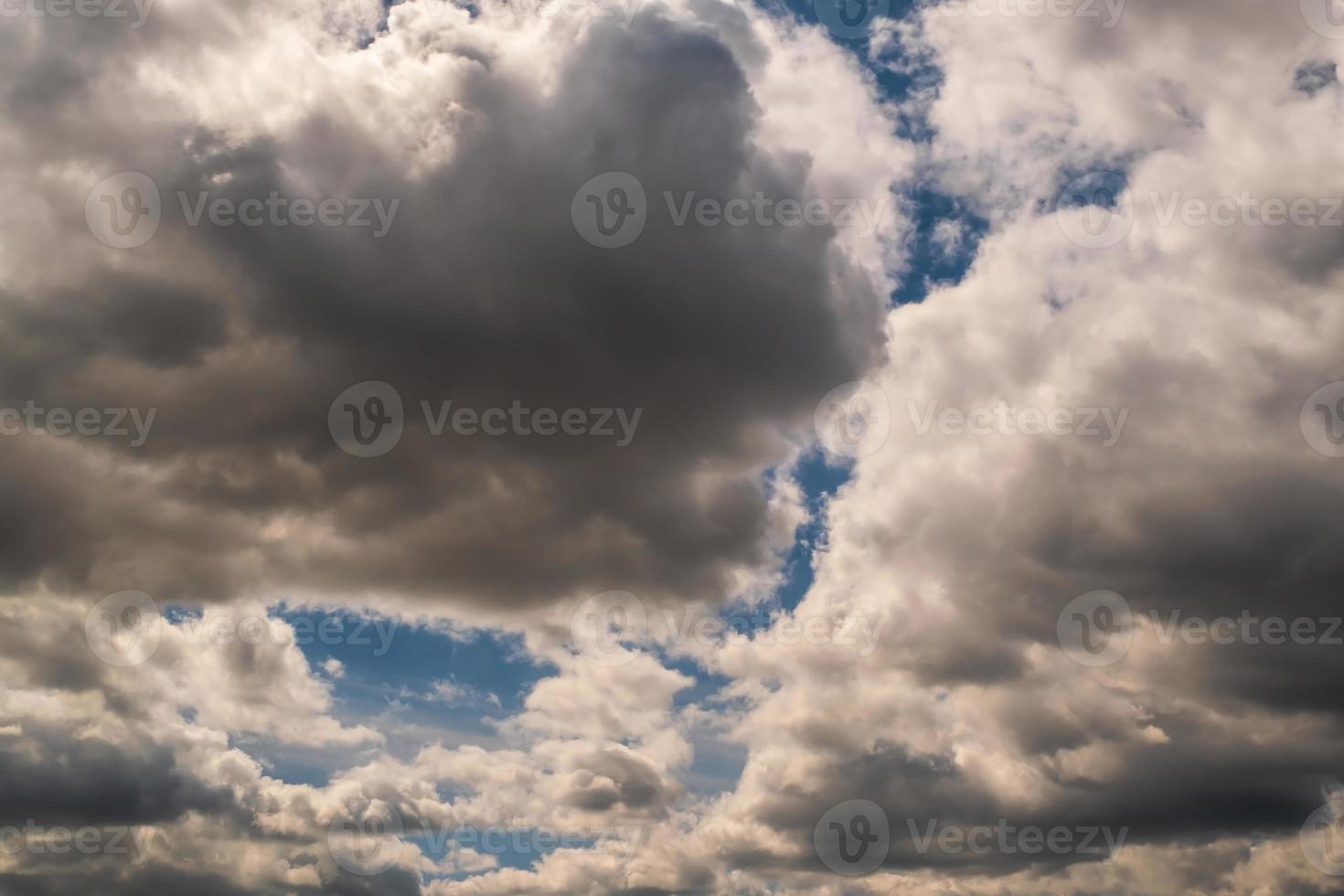 panorama of black sky background with storm clouds. thunder front photo