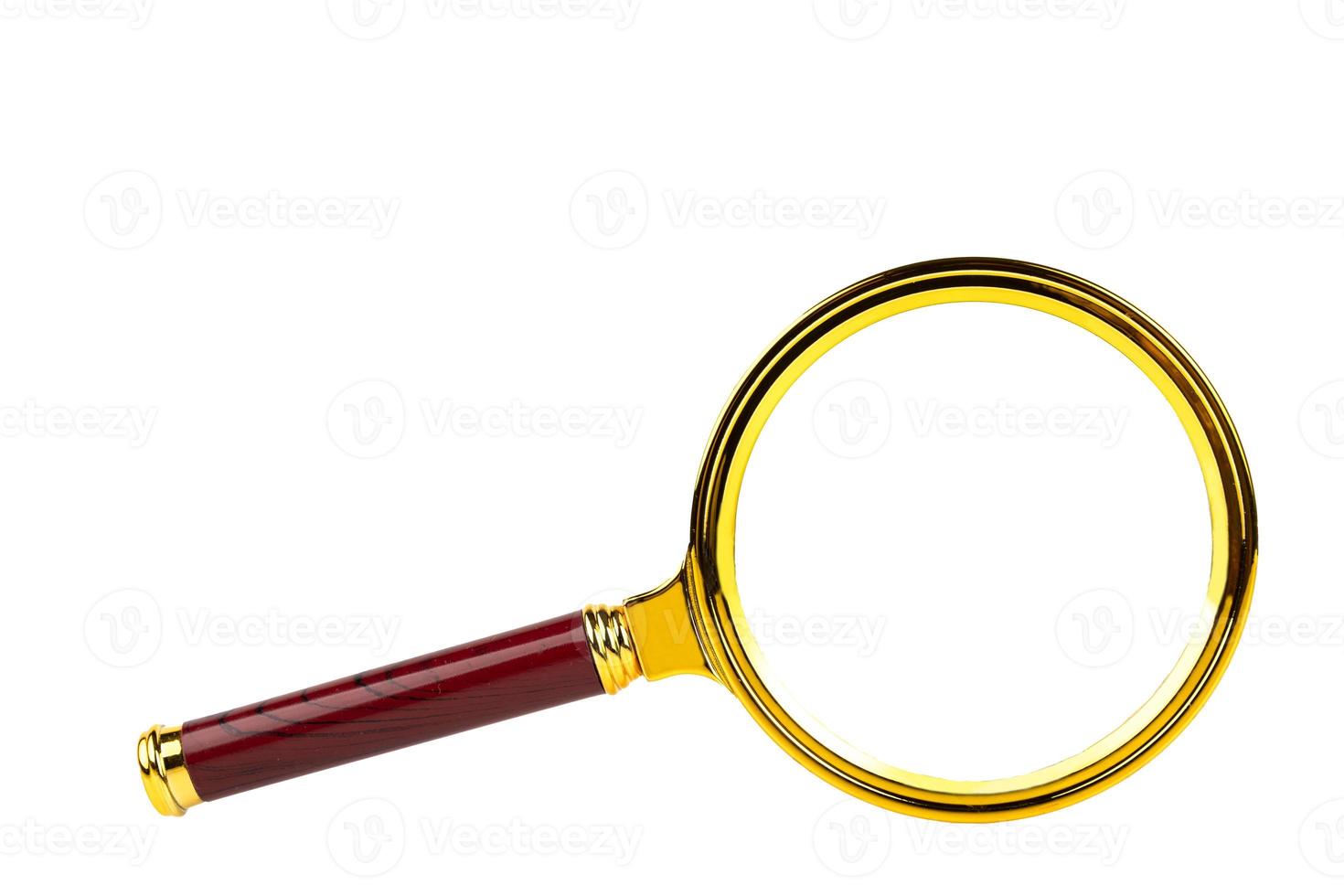 Magnifying glass, white isolated background. copy space. photo