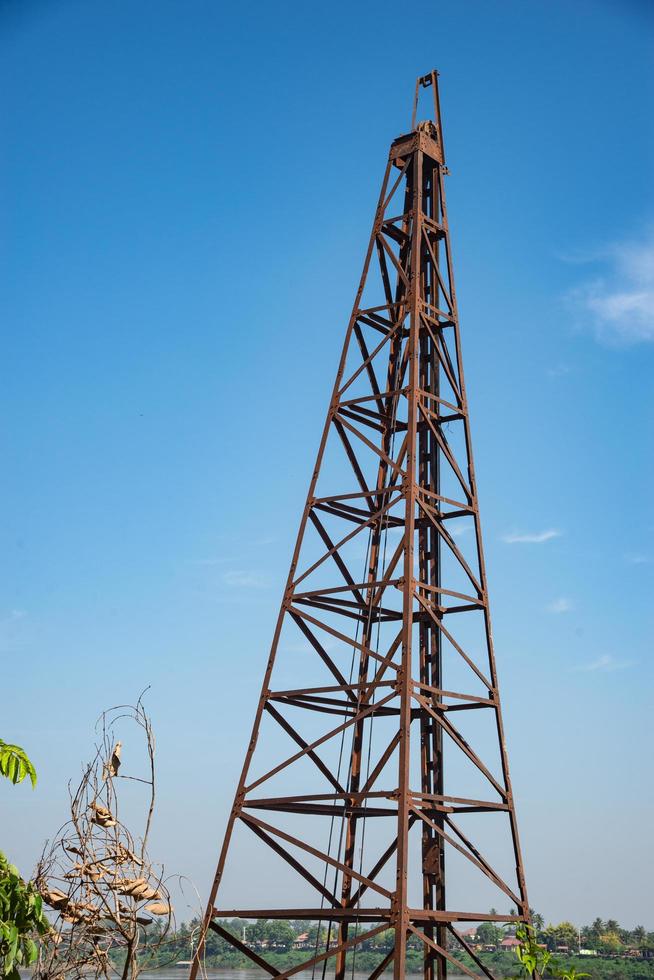 Antenna tower, contruction tower with blue sky background photo