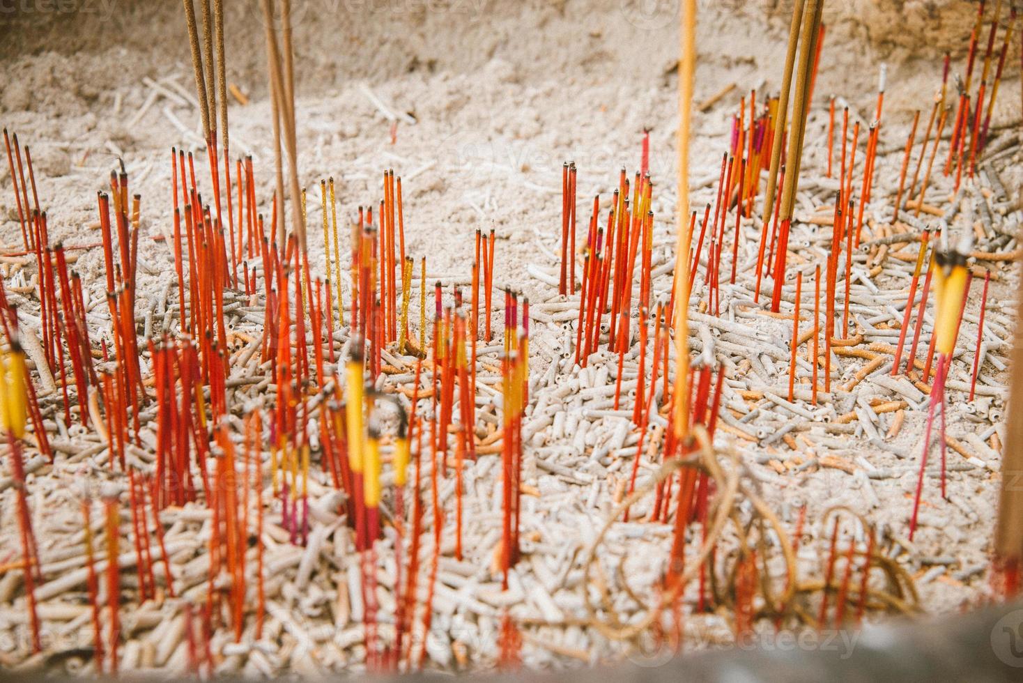 The incense stick or joss stick to pray the buddha, the Chinese temple at China photo