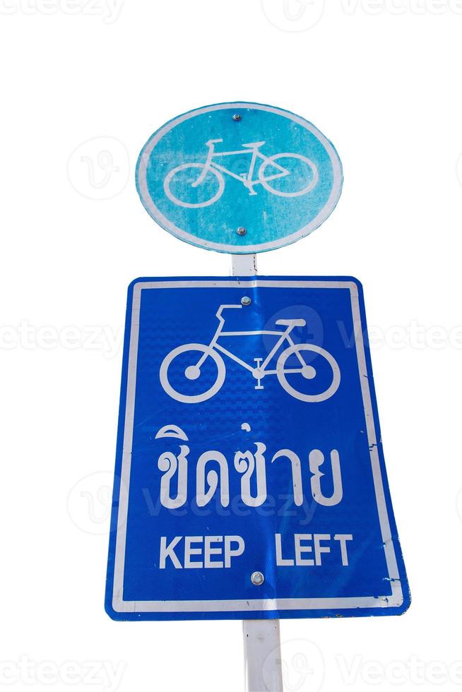 Isolated bicycle lane sign, walking lane sign, sport lane sign photo