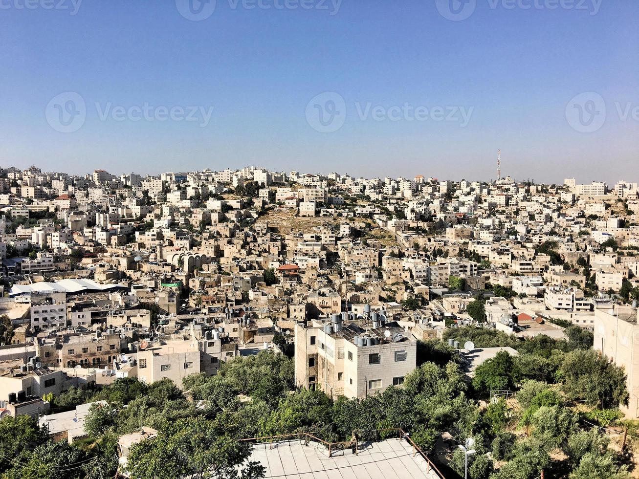 A panoramic view of Hebron in Israel photo