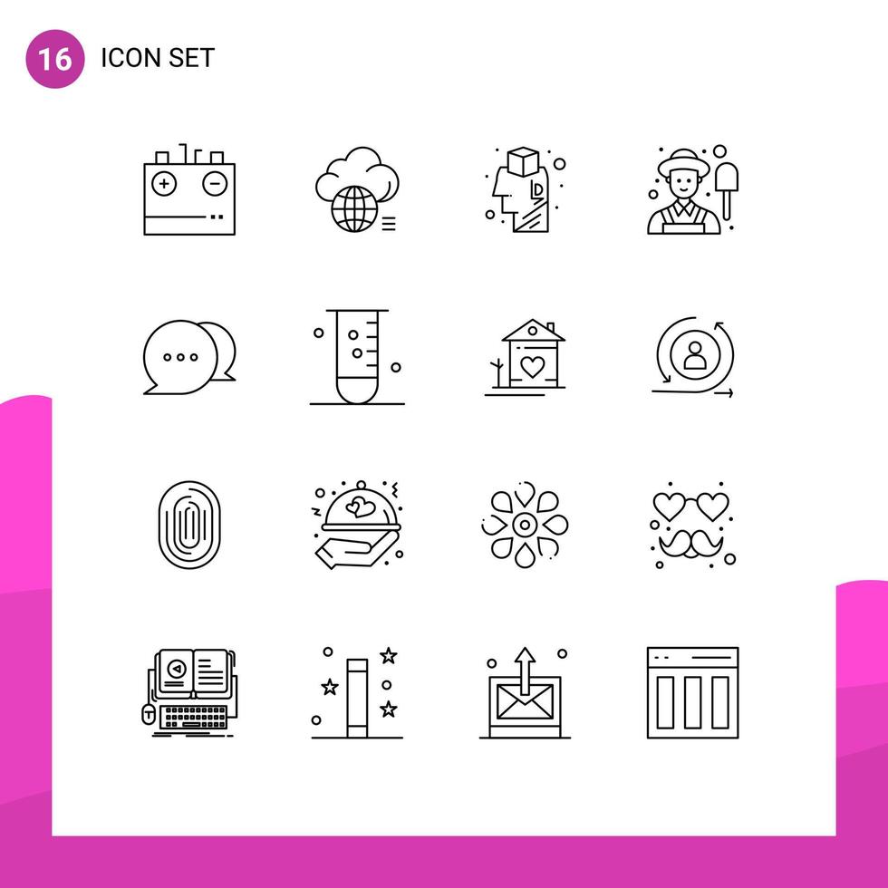 16 Universal Outline Signs Symbols of chat male storage farmer design Editable Vector Design Elements