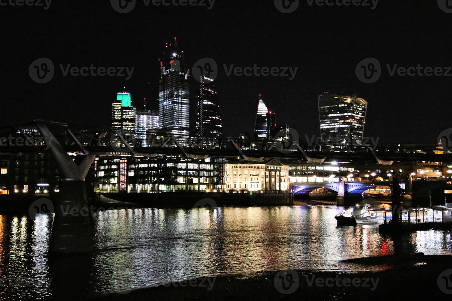 A view of the River Thames at night photo