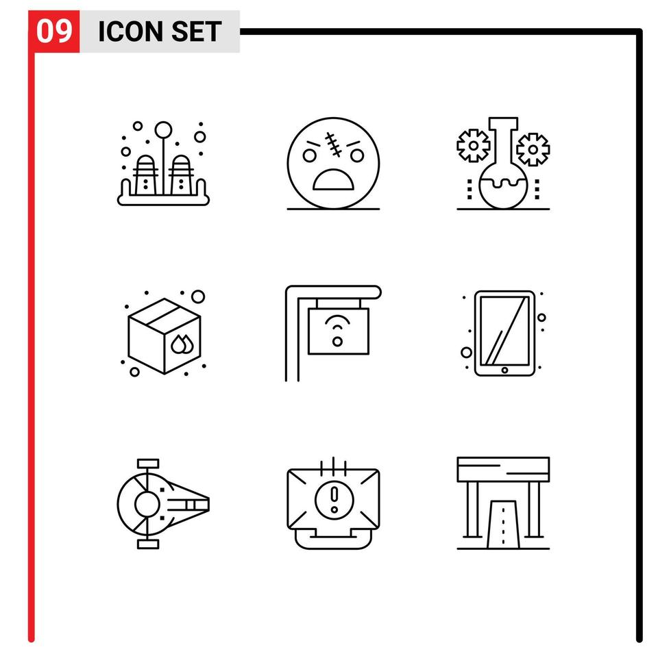 Modern Set of 9 Outlines Pictograph of cafe warehouse bear lab goods technology lab Editable Vector Design Elements