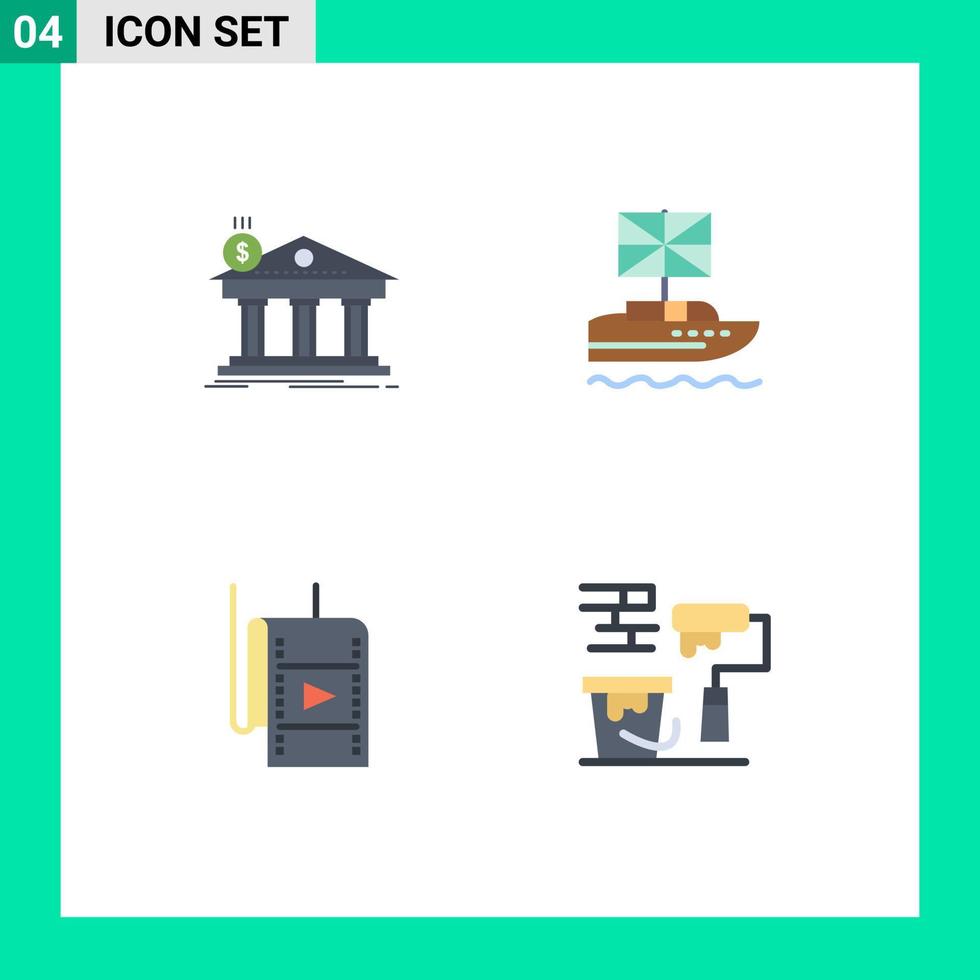 Modern Set of 4 Flat Icons Pictograph of architecture uk building british movie Editable Vector Design Elements