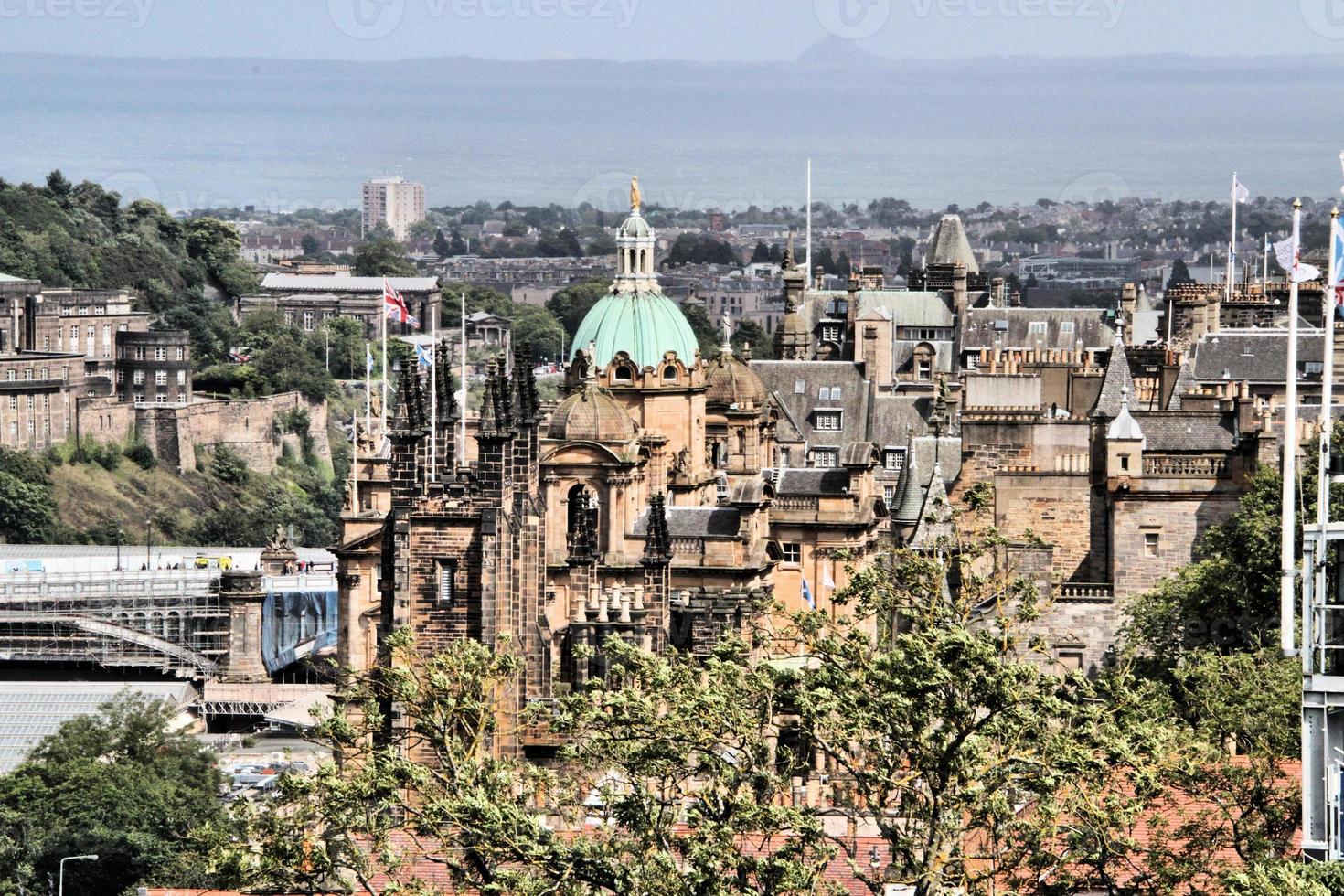 A panoramic view of Edinburgh in Scotland photo