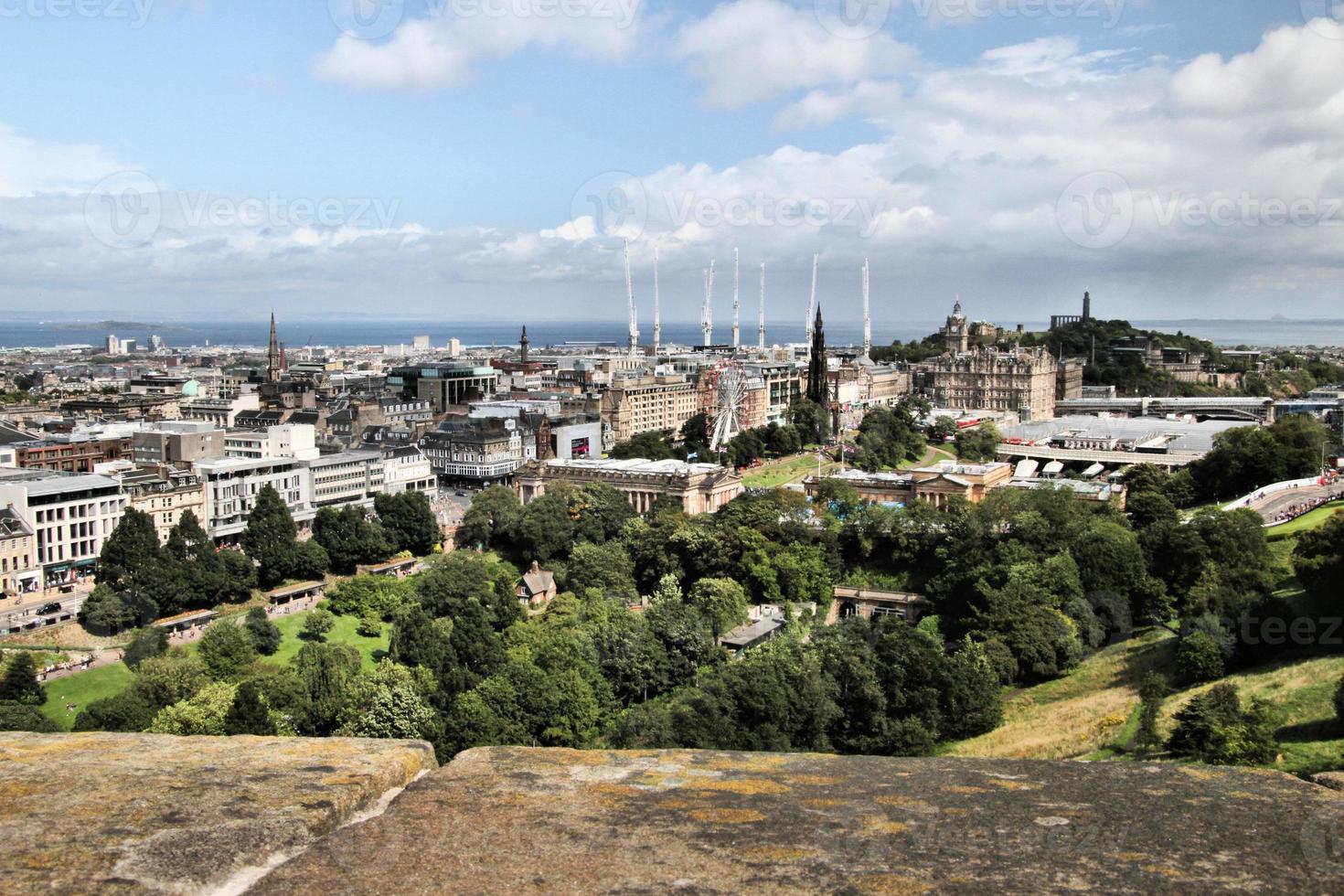 A panoramic view of Edinburgh in Scotland photo