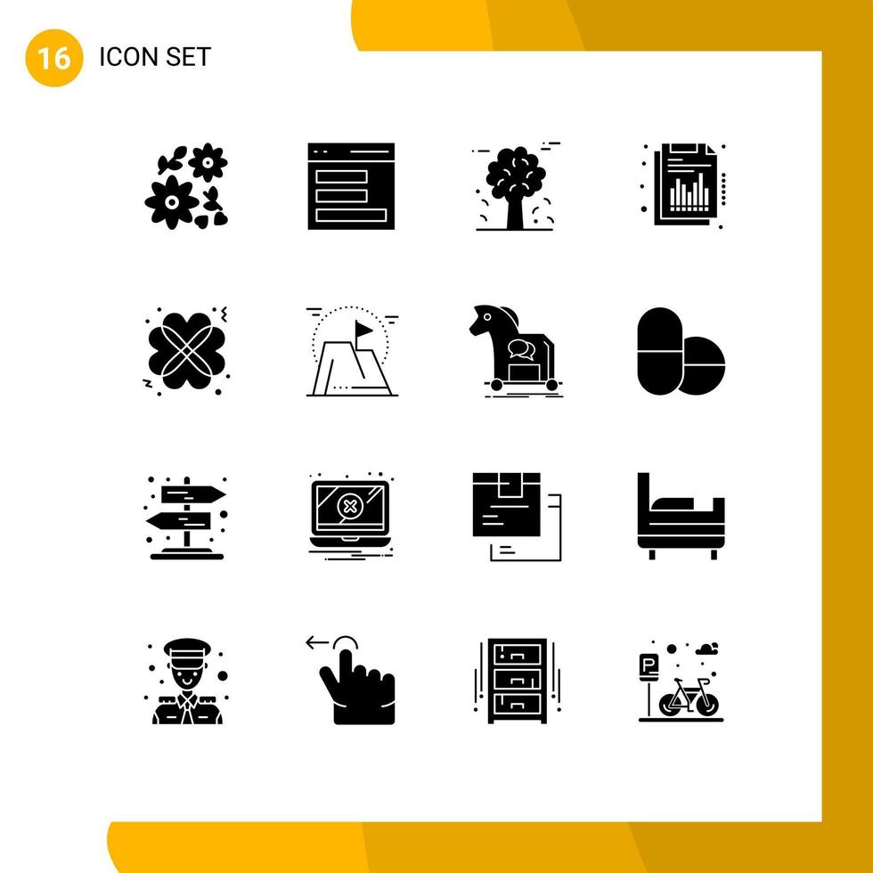 Set of 16 Modern UI Icons Symbols Signs for love report arctic quarterly annual Editable Vector Design Elements