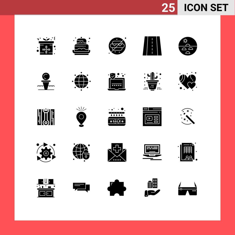 25 User Interface Solid Glyph Pack of modern Signs and Symbols of dry skin way eid road park Editable Vector Design Elements